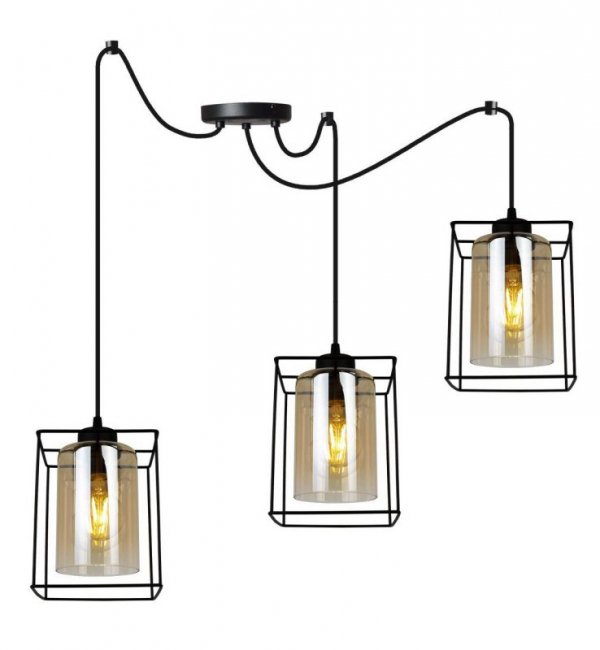 Lampa wisząca ze szklanymi kloszami - SPIDER HELLA CAGE 2365/3/M LIGHT HOME