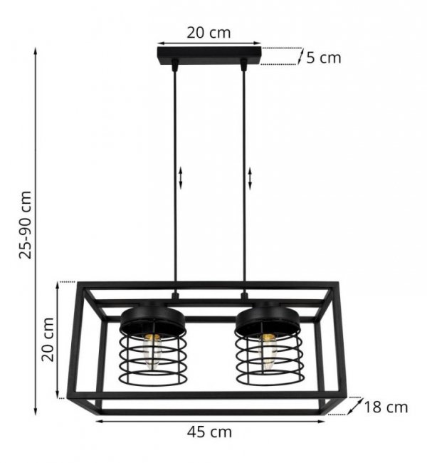 Lampa wisząca nowoczesna - RASTI CAGE 2370/2 LIGHT HOME
