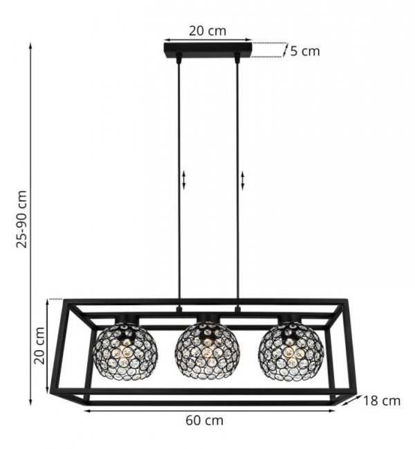 Lampa wisząca nowoczesna - CRYSTAL CAGE 2370/3 LIGHT HOME
