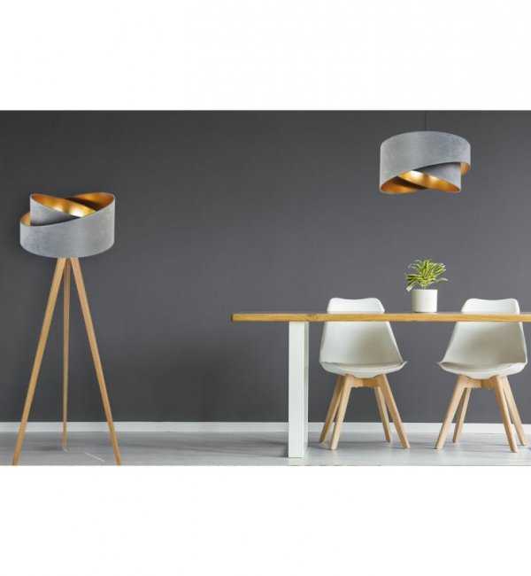 LAMPA PODŁOGOWA TRÓJNÓG ABAŻUR WELUROWY KOLORY MEDIOLAN LIGHT HOME
