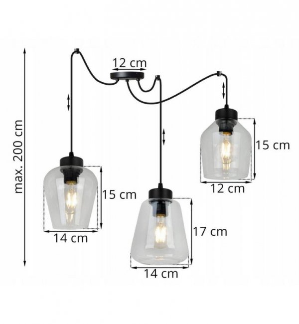 Lampa wisząca ze szklanymi kloszami - SPIDER RIJEKA 2383/3/B LIGHT HOME