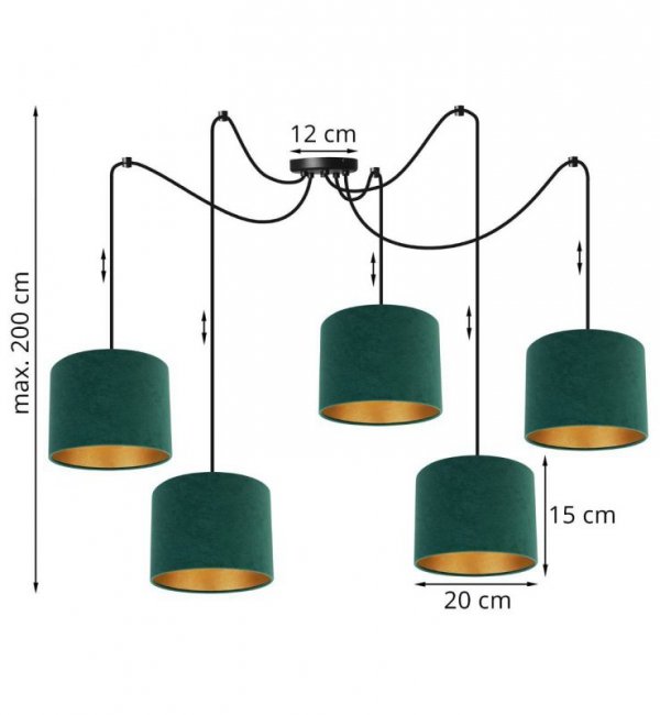 Lampa wisząca z abażurami - SPIDER MEDIOLAN 2360/5 LIGHT HOME