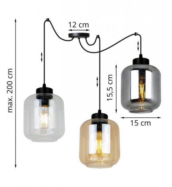 Lampa wisząca ze szklanymi kloszami - SPIDER NOVALJA 2395/3/MIX LIGHT HOME