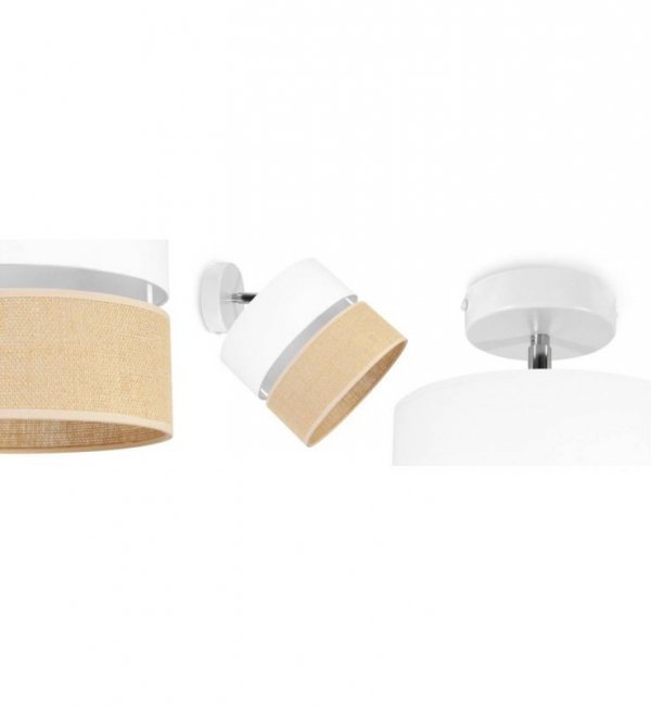 Reflektor JUTA z abażurem, biało - beżowy, regulowany, jedno źródło światła E27 LIGHT HOME
