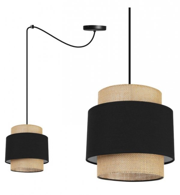 Wisząca lampa JUTA BOHO typu spider z abażurem, regulowana, czarna, E27 LIGHT HOME