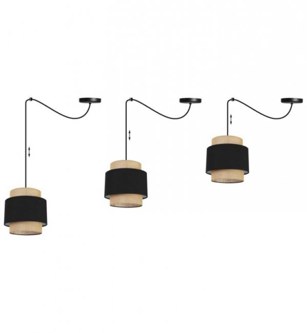 Wisząca lampa JUTA BOHO typu spider z abażurem, regulowana, czarna, E27 LIGHT HOME