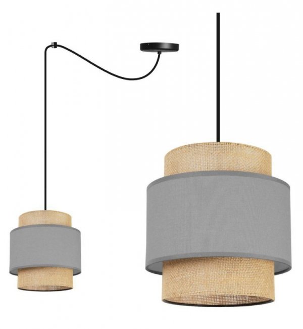 Lampa wisząca jutowa BOHO spider, regulowana, abażur szary, E27 LIGHT HOME