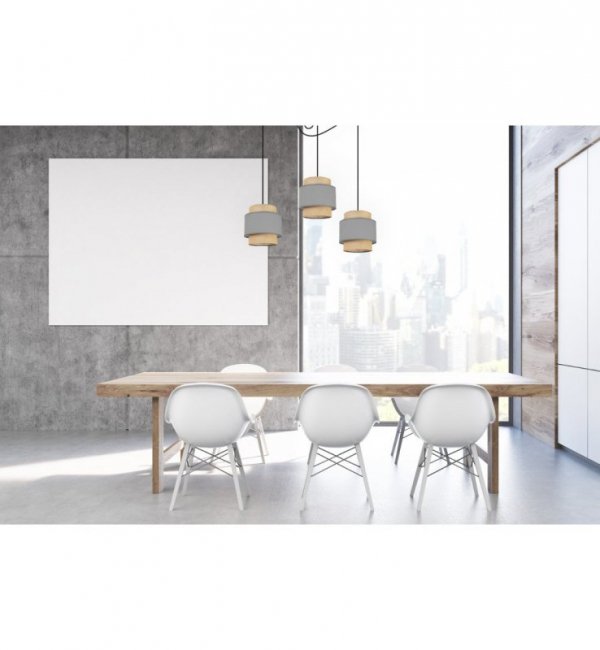 Lampa wisząca BOHO, typ pająk, 3 abażury jutowe, metalowa konstrukcja, regulowana wysokość, szary, beż LIGHT HOME