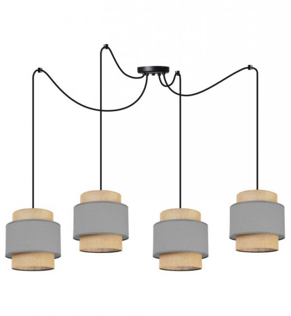 Lampa wisząca BOHO spider, 4 abażury, metalowa konstrukcja, regulowana wysokość, E27, szary, beż LIGHT HOME