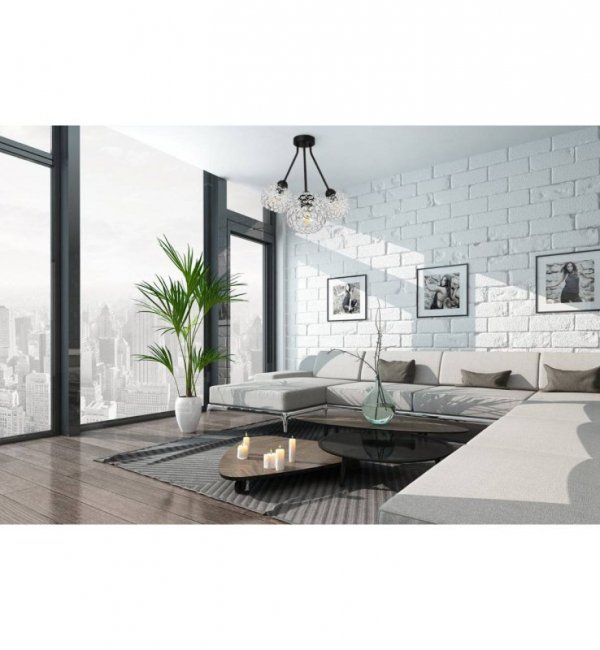 Lampa sufitowa Crystal, trzy klosze, metal, srebrna, nowoczesna LIGHT HOME
