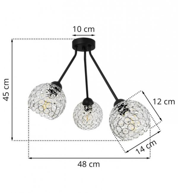 Lampa sufitowa Crystal, trzy klosze, metal, srebrna, nowoczesna LIGHT HOME