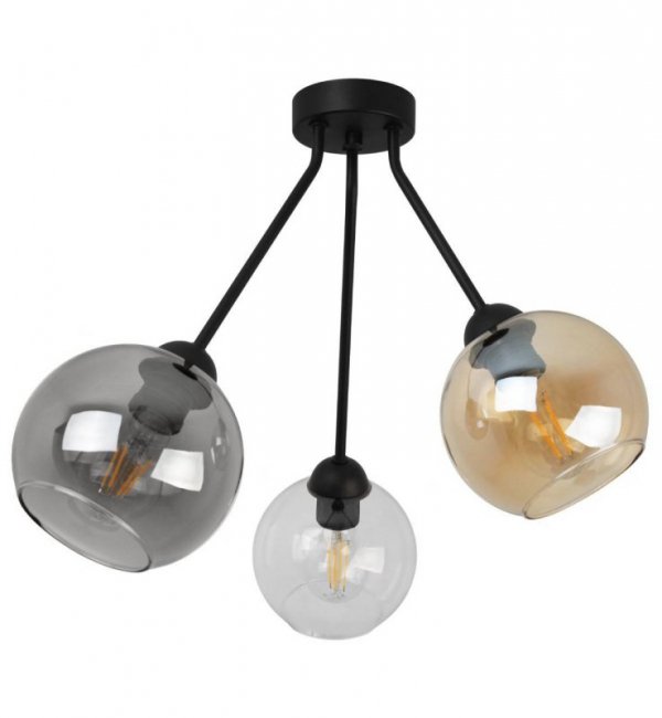 Lampa sufitowa TRIO HAGA, trzy klosze, metalowa konstrukcja, szkło, żyrandol LIGHT HOME