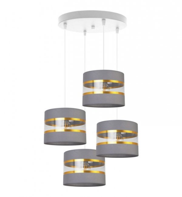 Lampa wisząca Elegance Gold, 4 abażury, regulacja wysokości, podsufitka, metal LIGHT HOME
