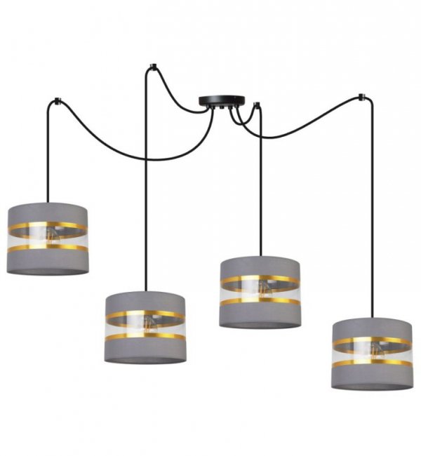 Lampa wisząca Elegance Gold, cztery abażury pająk, metalowa konstrukcja, regulacja wysokości LIGHT HOME