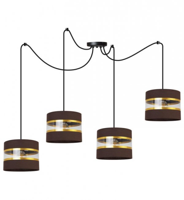 Lampa wisząca Elegance Gold, cztery abażury pająk, metalowa konstrukcja, regulacja wysokości LIGHT HOME