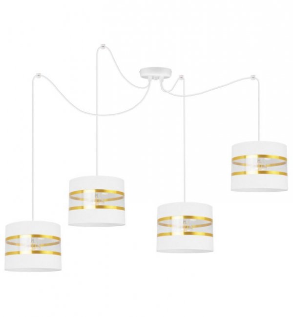 Lampa wisząca Elegance Gold, cztery abażury pająk, metalowa konstrukcja, regulacja wysokości LIGHT HOME