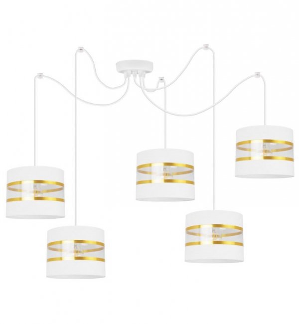Lampa wisząca Elegance Gold, 5 abażurów, metalowa konstrukcja, spider, regulacja wysokości LIGHT HOME