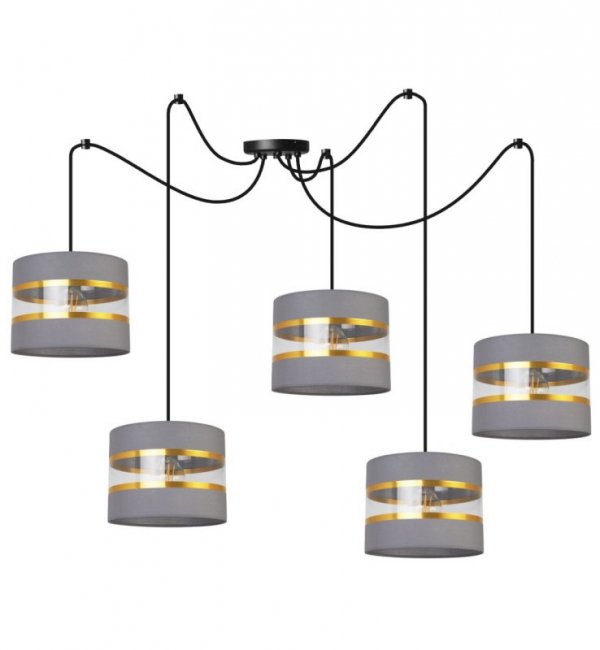 Lampa wisząca Elegance Gold, 5 abażurów, metalowa konstrukcja, spider, regulacja wysokości LIGHT HOME