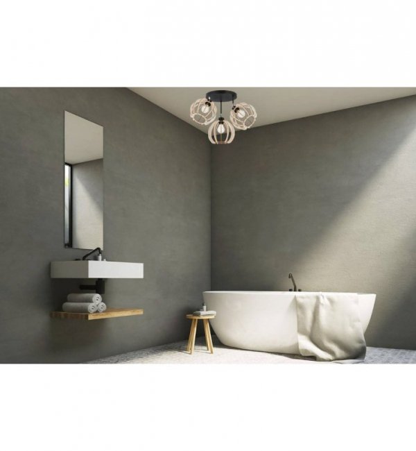 Lampa sufitowa, TIMBER, drewno, czarna, regulowana, trzy źródła światła, E27 LIGHT HOME