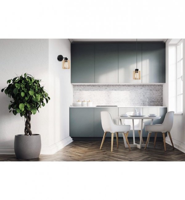Kinkiet ścienny z kloszem podłużnym z drewnianych lameli, 12,5 cm, E27 LIGHT HOME