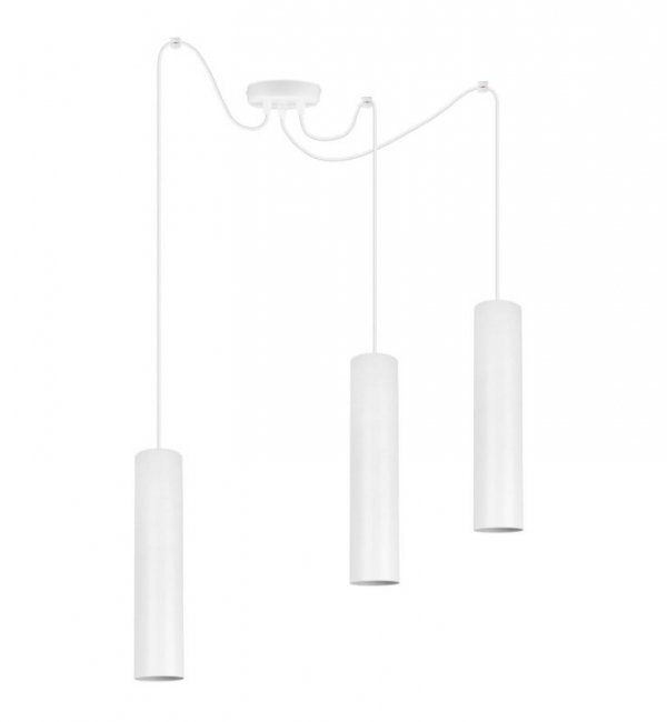 Lampa wisząca typu pająk, 3 podłużne wąskie klosze metalowe tuba 6 cm, GU10 LIGHT HOME