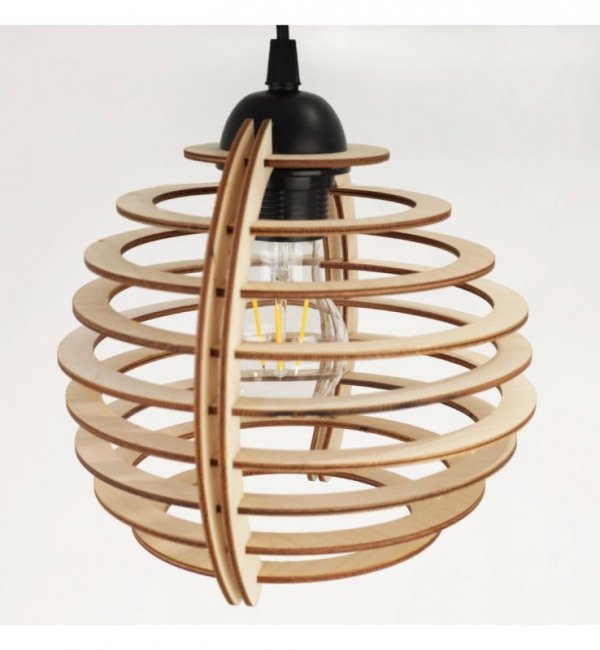 Lampa wisząca na podsufitce 6 cm z drewnianym, ażurowym kloszem 21 cm w kształcie kuli, E27 LIGHT HOME