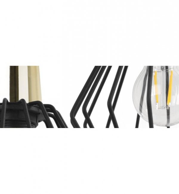 Lampa wisząca typu pająk, 2 klosze druciane czarne metalowe 18 cm ze złotym wykończeniem, E27 LIGHT HOME
