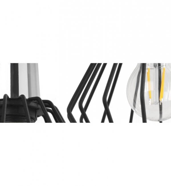 Lampa wisząca typu pająk, 4 czarne druciane klosze 18 cm, srebrne, chromowane wykończenie, E27 LIGHT HOME