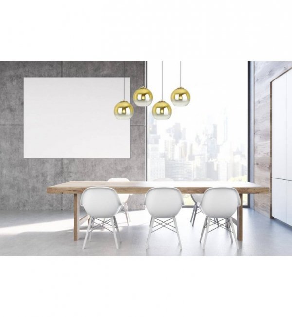 Lampa wisząca na szerokiej prostokątnej listwie 80 cm, 4 klosze szklane złote kule 20 cm, E27 LIGHT HOME