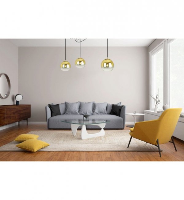 Lampa wisząca typu pająk, 3 klosze szklane złote kule 20 cm, E27 LIGHT HOME