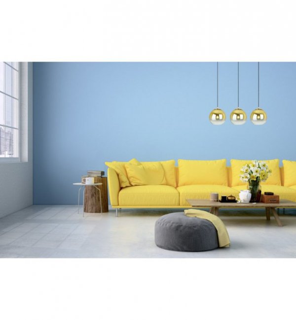 Lampa wisząca na szerokiej prostokątnej listwie 60 cm, 3 klosze szklane złote kule 15 cm, E27 LIGHT HOME