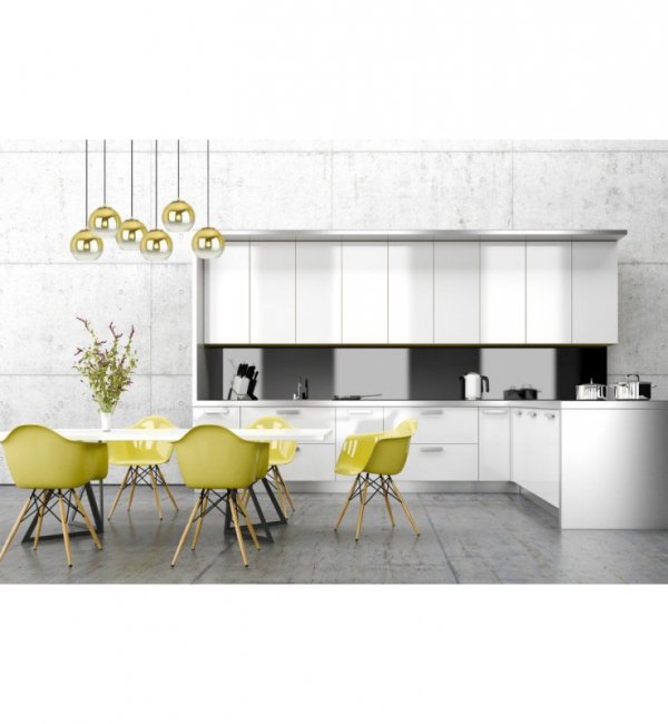 Lampa wisząca na szerokiej prostokątnej listwie 60 cm, 6 złotych kloszy szklane kule 15 cm, E27 LIGHT HOME