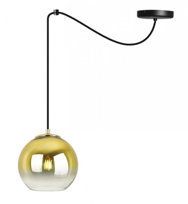 Lampa wisząca typu pająk, szklany złoty klosz kula 15 cm, E27 LIGHT HOME