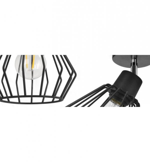 Kinkiet spot regulowany, czarny klosz druciany metalowy 18 cm, czarne wykończenie, E27 LIGHT HOME