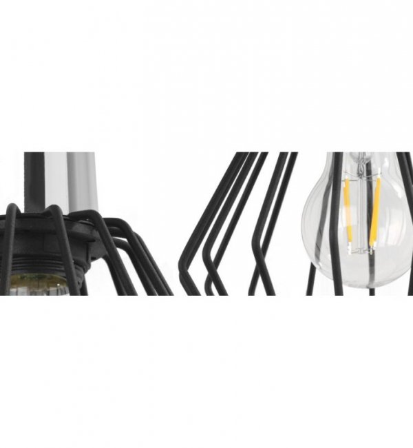 Kinkiet ścienny na zaokrąglonym ramieniu, druciany klosz metalowy czarny 18 cm ze srebrnym, chromowanym wykończeniem, E27 LIGHT HOME