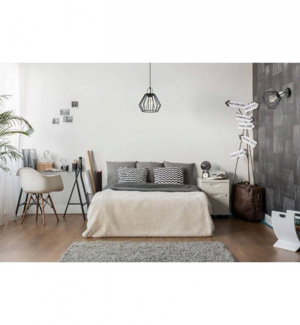 Kinkiet spot regulowany, czarny klosz druciany metalowy 18 cm, srebrne, chromowane wykończenie, E27 LIGHT HOME