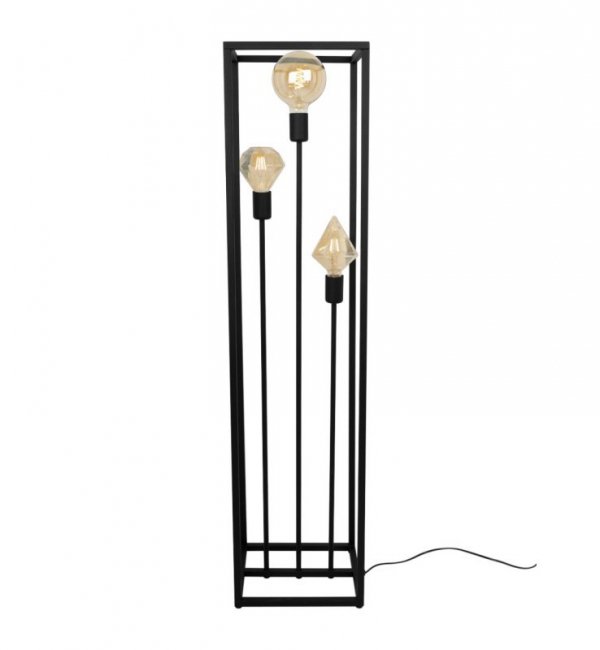 Lampa podłogowa loft HAGA CAGE, czarna, metalowa, 3 źródła światła E27 LIGHT HOME