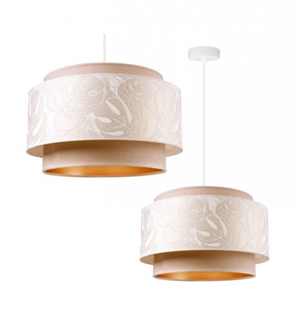 Lampa Sufitowa Wisząca Żyrandol z Kremowym Abażurem Do Salonu 45 Cm E27 WERONA LIGHT HOME