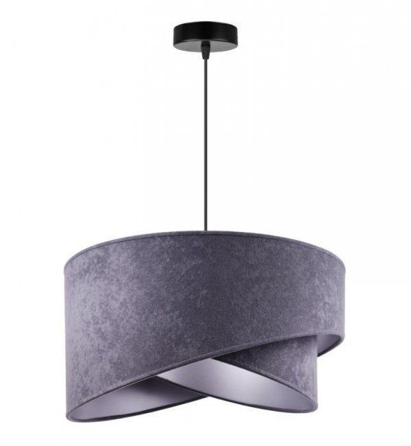 Lampa Wisząca Żyrandol z Eleganckim Abażurem Szary Welur 45 cm MEDIOLAN LIGHT HOME
