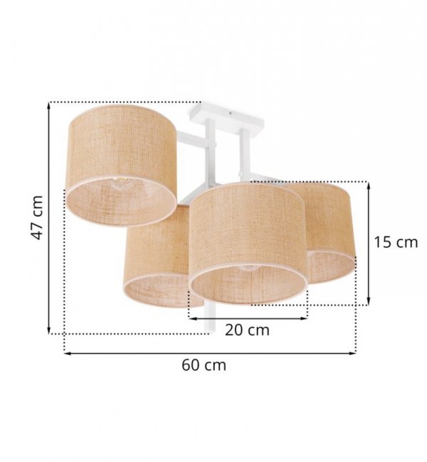 Lampa Sufitowa Żyrandol z Jutowymi Abażurami w Stylu Boho E27 LIGHT HOME