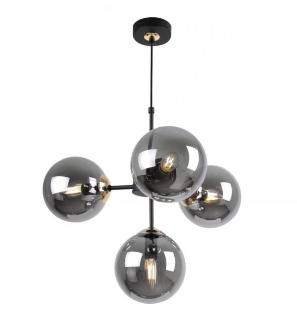 Lampa Sufitowa z Regulacją Wysokości, Żyrandol Czarny, Grafitowe Klosze, E14 LIGHT HOME