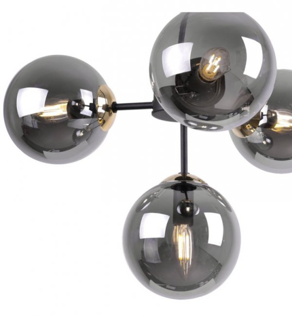 Lampa Sufitowa z Regulacją Wysokości, Żyrandol Czarny, Grafitowe Klosze, E14 LIGHT HOME