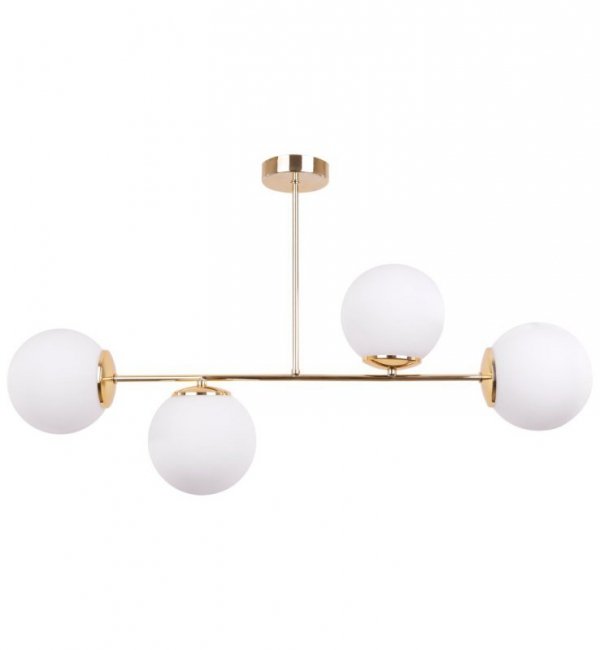 Lampa sufitowa SIENA, 4 szklane klosze, złota konstrukcja, okrągła podsufitka, źródło światła E14 LIGHT HOME