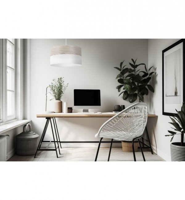 Lampa sufitowa WOOD, nowoczesny abażur z drewnianą okleiną, 30cm