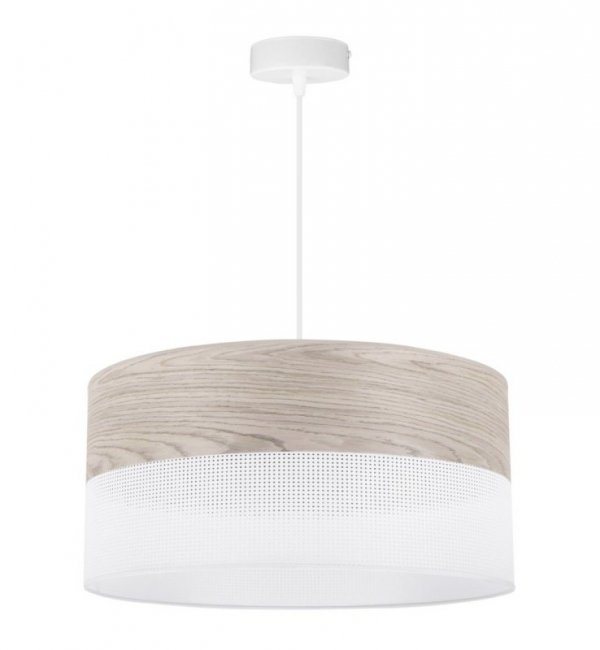 Lampa wisząca WOOD, minimalistyczny abażur z fornirem dębowym, E27