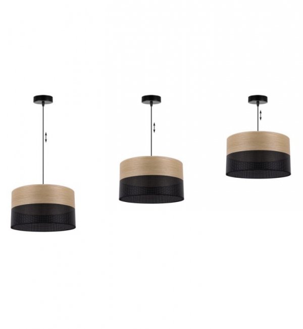 Lampa wisząca WOOD, elegancki żyrandol do jadalni i salonu, E27