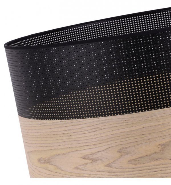 Lampa sufitowa WOOD, elegancki abażur z dodatkiem naturalnego dębu
