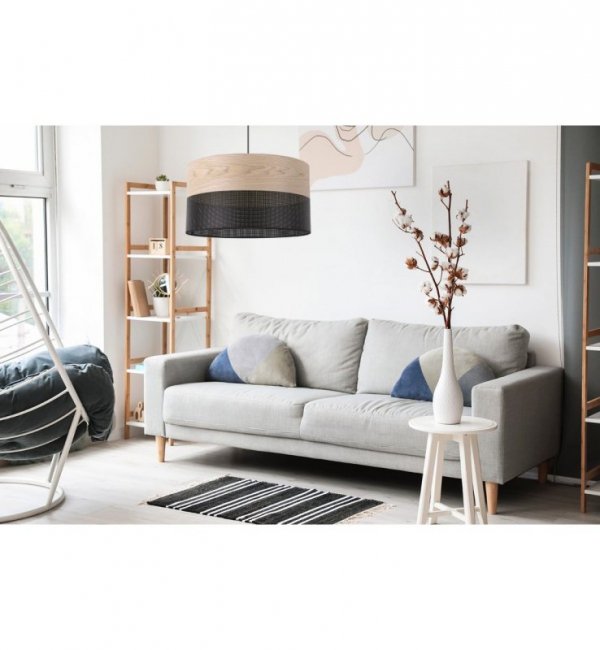 Lampa wisząca WOOD, 40cm, minimalistyczny pojedynczy abażur z fornirem