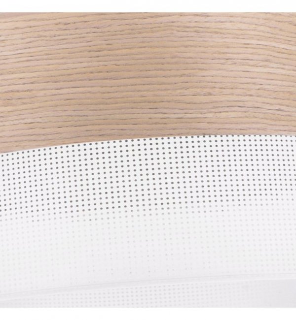Lampa wisząca WOOD, elegancki biały abażur nad stół lub sofę, fornir