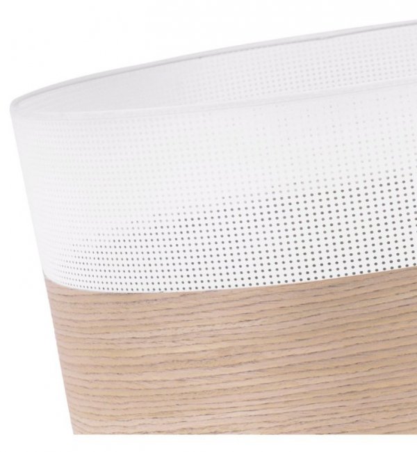 Lampa wisząca WOOD, elegancki biały abażur nad stół lub sofę, fornir